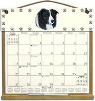 Wooden Refillable Border Collie Calendar Holder