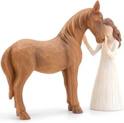 Girl Embraces Horse Figurine