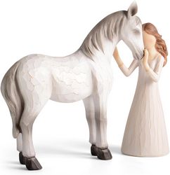 Girl Embraces Horse Figurine