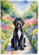 Portuguese Water Dog Spring Path Garden Flag