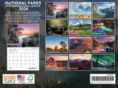 National Parks Inspirational Quotes 2026 Calendar