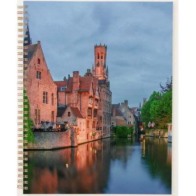 Old town and Belfry Tower at Night in Bruges Planner