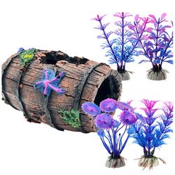 Starfish Barrel x 1pc, Aquatic Plants x 4pcs for Aquarium