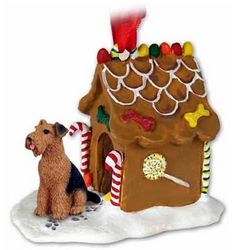 Airedale Terrier Gingerbread House Christmas Ornament