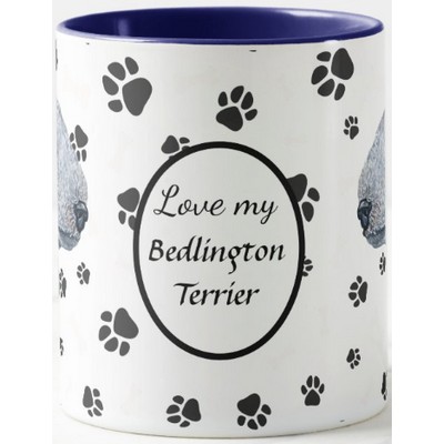 Love My Bedlington Terrier Dog Pawprint Mug Center View