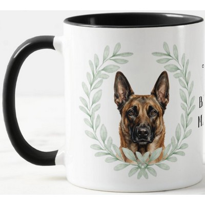Eucalyptus Wreath Belgian Malinois Dog Monogram Mug