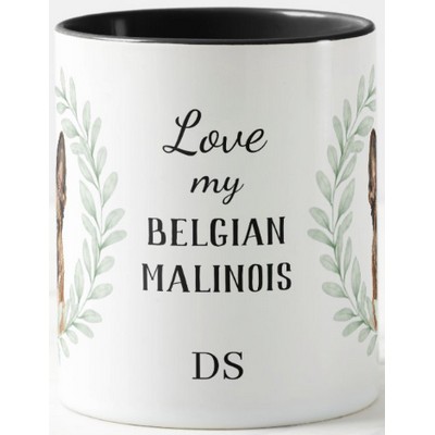 Eucalyptus Wreath Belgian Malinois Dog Monogram Mug