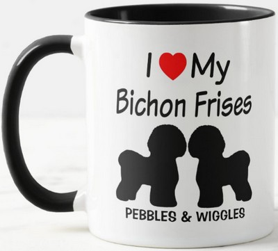 Custom I Love My Two Bichon Frise Dogs Mug