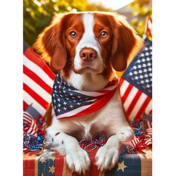 Brittany Spaniel Garden Flag - Patriotic