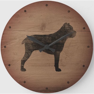 Cane Corso Silhouette Rustic Large Clock
