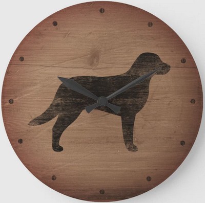 Chesapeake Bay Retriever Silhouette Rustic Style Large Clock