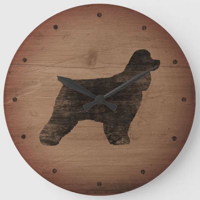 Cocker Spaniel Silhouette Rustic Style Large Clock
