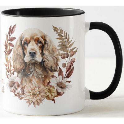 Buff American Cocker Spaniel Dog Autumn Wreath Mug