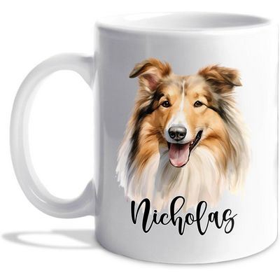 Personalized Collie Ceramic Coffee Mug 2026 Calendar