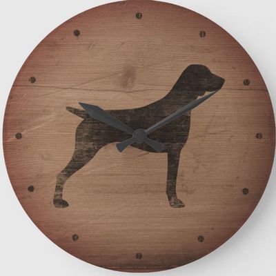 German Shorthaired Pointer Silhouette Rustic Style Large Clock