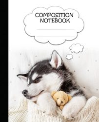 Sleeping Siberian Husky Puppy Composition Notebook