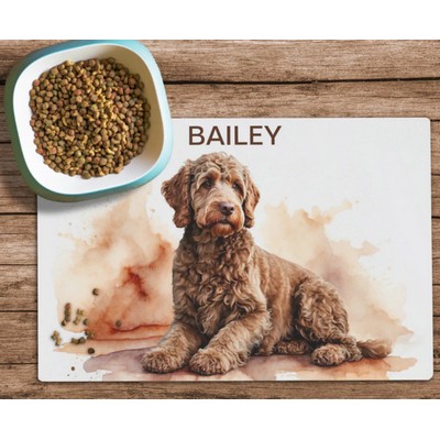 Watercolor Labradoodle Dog Food Mat