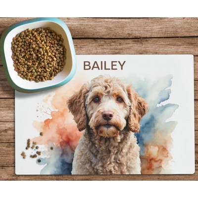 Watercolor Cream Labradoodle Dog Food Mat