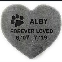 Pet Memorial Headstone Grave Marker Gray Natural Stone Heart 8" for Your Dog Or Cat Personalized 2026 Calendar