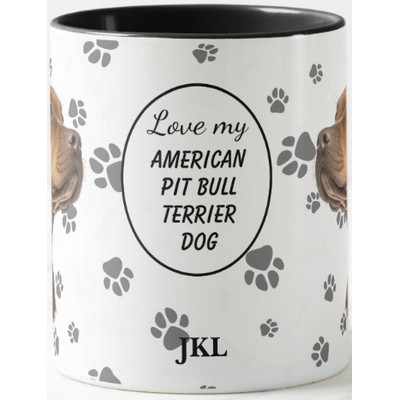 Love My American Pit Bull Terrier Dog Pawprint Mug Center View