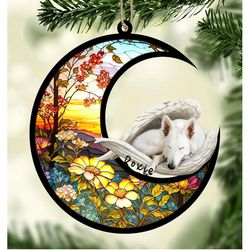 Personalized White German Shepherd Dog Memorial Suncatcher