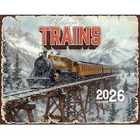 Vintage Trains 2026 Wall Calendar